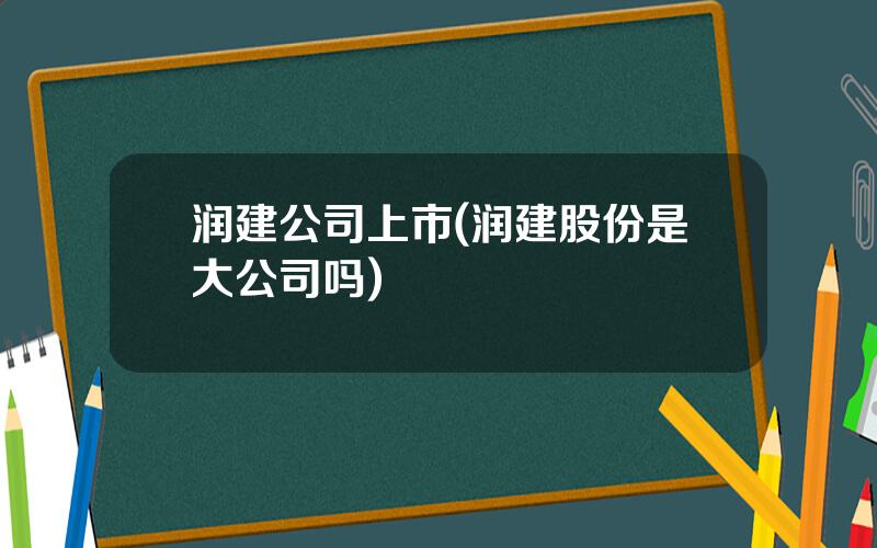 润建公司上市(润建股份是大公司吗)