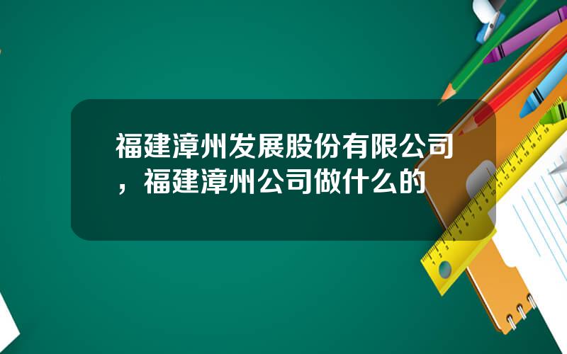 福建漳州发展股份有限公司，福建漳州公司做什么的